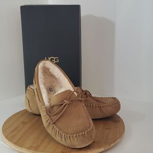 UGG Olsen Slipper Moccasin Chestnut Suede Wool Loafer Men's US 10